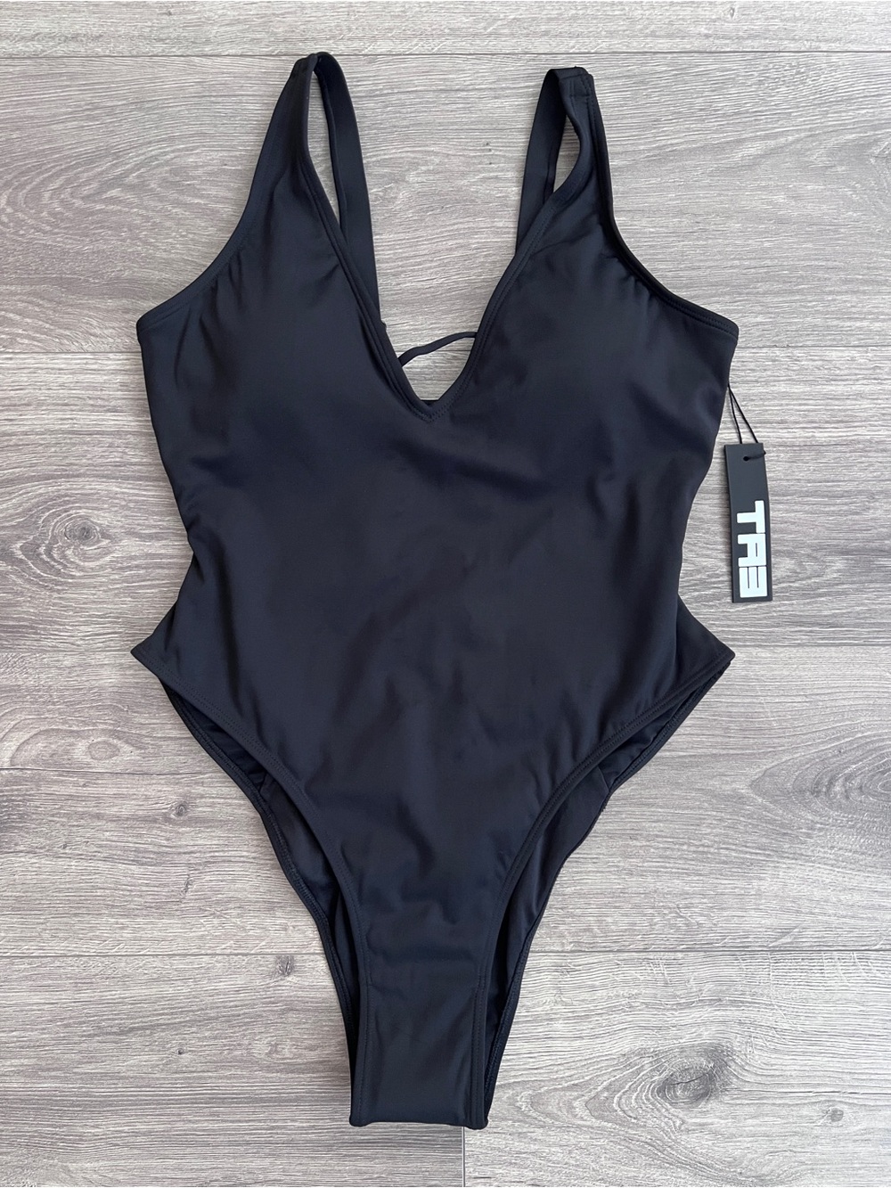TA3 High Cut Plungey One Piece Swimsuit Large SHORT Black Compression Shapewear